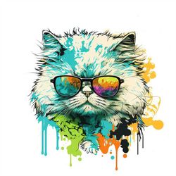 Persian cat PNG sublimation design -Persian cat wearing sunglass instant digital downloads
