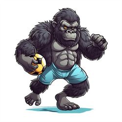 Gorilla PNG sublimation design -Gorilla playing soccer instant digital downloads