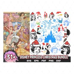 31 Disney Princess Bundle Svg, Christmas Svg, Disney Svg, Digital File Cut Instant Download