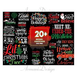 20 Design Christmas Bundle SVG, Christmas Svg, Xmas Svg, Christmas Quotes Cut Files