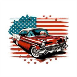 Vintage car Usa american flag PNG sublimation design -Vintage car usa american flag patriotic theme instant digital down