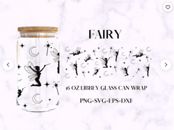 fairy 16 oz libbey glass can wrap svg, stars and magic glass can wrap png, beer glass can wrap, instant download