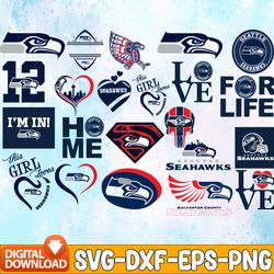 Bundle 22 Files Seattle Seahawks Football team Svg, Seattle Seahawks Svg, NFL Teams svg, NFL Svg, Png, Dxf, Eps, Instant
