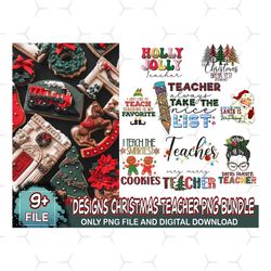9 Designs Christmas Teacher Png Bundle, Christmas Png, Teacher Png, Xmas Png, Merry Christmas Png, Santa Png, Christmas