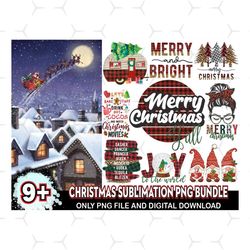 9 Designs Christmas Sublimation Png Bundle,Christmas Png, Xmas Png, Winter Png, Santa Png, Buffalo Plaid Christmas