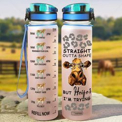 funny heifer cow cartoon water bottle straight but heifer i'm trying gift for farmers sport water bottle plastic 32oz