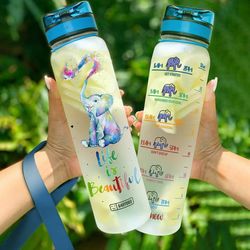 elephant life is beautiful water bottle family and friends gift birthday gift sport water bottle plastic 32oz