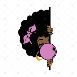 Black Girl With Bubble Gift For Black Queen Svg
