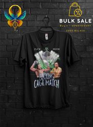 Cage Fight Match Poster MMA Elon Musk VS Mark Zuckemberg 2024  T Shirt Gift Memes For Man,CEO Meta Fight Night Las Vegas