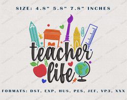 Teacher Life Embroidery Designs, Back To School Embroidery Designs, School Life Embroidery, Teacher Day Designs,School