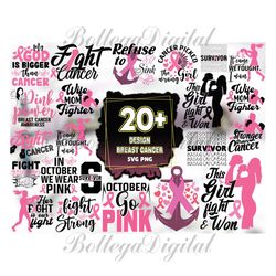 20 Design Breast Cancer SVG PNG Bundle, Breast Cancer Svg