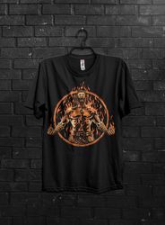 Flaming Norse God Gym T Shirt Gift For Men,Epic Burning Vikings Spirit BodybuilderShirt,Funny Oversized Tshirt Anime Pum