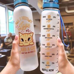 all i need is love and a cat water bottle cartoon cat bottle gift for cat fans sport water bottle plastic 32oz