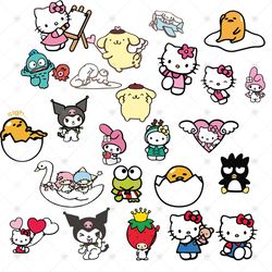 Sanrio Hello Kitty And Friends Svg Bundle, Trending Svg, Hello Kitty Svg, Kitty Svg, Sanrio Svg, My Melody Svg, Gudetama