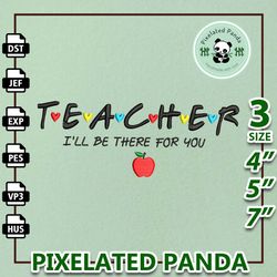 Teacher I Will Be There For You Embroidery Designs, Back To School Embroidery Designs, School Apple Embroidery, Cute Gi