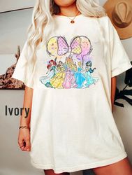 Comfort Color Watercolor Disney Princess Shirt, Retro Disney Princess Shirt, Disney Princess Group Shirt, Girls Disney S