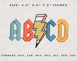 ABCD Pencil Embroidery Designs, Back To School Embroidery, High School Embroidery, Funny School Life Embroidery, Retro