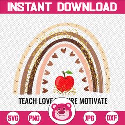 Teach Love Inspire Apple Rainbow PNG , Motivate designs, Teacher Leopard Watercolor Doodle Printable