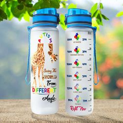 autism seeing the world from different angle water bottle autism awareness bottle autism sport water bottle plastic 32oz