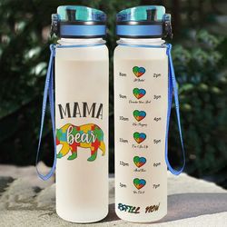 mama bear autism awareness water bottle autism awareness month 2 april mothers gift idea sport water bottle plastic 32oz