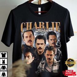 Charlie Swan Vintage Washed T-Shirt,Actor Homage Graphic Unisex Long Sleeve, Bootleg Retro 90s Fans Hoodie Gift