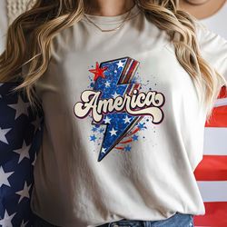 Mama Retro America tee, Fourth of July Shirt T-Shirt, USA shirt, Summer BBQ t-shirt, America shirt Comfort Colors Womens