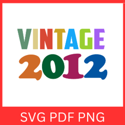 Vintage 2012 Retro Svg|VINTAGE 2012 SVG DESIGN |Vintage 2012 Sublimation Designs|Printable Art |Digital Download