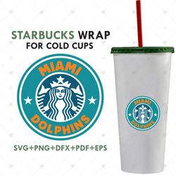 Miami Dolphins Starbucks Wrap Svg, Sport Svg, Miami Dolphins Svg, Dolphins Svg, Nfl Starbucks Svg, Dolphins Starbucks Wr