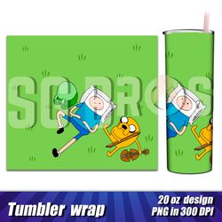 Tumbler Adventure Time 20oz, Finn and Jake full wrap design, Adventure Time tumbler template, Tumbler png image clipart