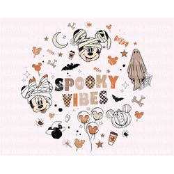 Retro Spooky Vibes Doodle Png, Retro Halloween Png, Mouse Mummy Svg, Halloween Masquerade Png, Trendy Halloween Png, Spo