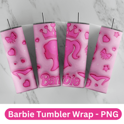 3D Inflated Barbie Tumbler Wrap, 3D Barbie Tumbler Wrap, Barbie Sublimation Design, Barbie Design, 3D Tumbler Wrap