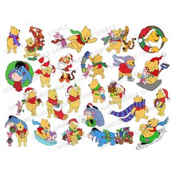 Winnie the Pooh Christmas SVG, Christmas Pooh svg, Winnie SVG, Christmas svg, Piglet svg, Layered svg, svg for cricut, P