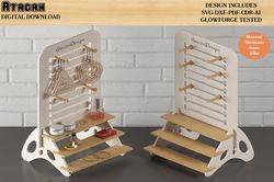 Wooden Earring Jewelry Display Stand / Craft Fair Display Holder / Tiered Shelves Organiser 486