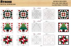 Christmas Barn Quilt Set / Noel Tree Quilt patterns / New Year Wall Art / Snowflake Quilt blocks