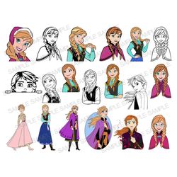 Anna SVG Frozen SVG, Anna Silhouette Svg, Frozen Silhouette Svg, Anna Layered svg Frozen Shirt svg Anna Clipart