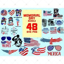 48 Files Memorial Day Bundle Svg, Independence Day Svg, America Glasses, Messy Bun Usa, 4th of July Bundle Svg, Usa Flag