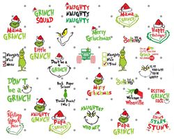 Grinch Bundle 190 UNIQUE DESIGN  Grinch Christmas Svg Grinch Clipart Files  Files for Cricut Silhouette .