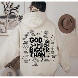 God is Bigger Hoodie Design svg, Retro Christian Sublimation, Bible Affirmations PNG, Dear Person design, Jesus Doodle p