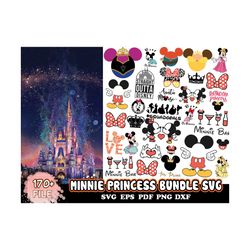 170 Minnie Princess Bundle Svg, Disney Svg, Mouse Svg