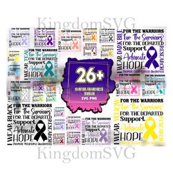 Cancer Awareness Ribbon SVG Bundle, Breast Cancer Svg, Cancer Awareness Svg