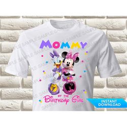 Minnie Mouse and Daisy Duck Mommy of the Birthday Girl Iron On Transfer, Minnie Mouse and Daisy Duck Iron On Transfer, M
