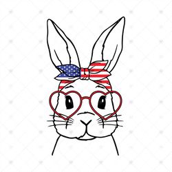 July 4th Bunny Svg, Independence Day Svg, Fourth Of July Bunny Svg File, Rabbit Glasses Svg, Rabbit Cut File, Bunny Band