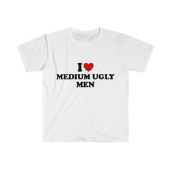 Funny Y2K TShirt, I Love - Heart Medium Ugly Men 2000s Style Meme Tee, Gift Shirt