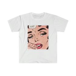 i just cant... woman crying funny y2k 2000s celebrity inspired 50s pop comic meme tshirt