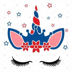 Unicorn 4th Of July Svg, Independence Day Svg, Unicorn Svg, Unicorn Crown Png, Patriotic Svg, Unicorn Design, 4th Of Jul
