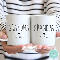 grandma, grandpa mug set 5 - new grandma gift, new grandpa gift, grandma and grandpa mug set, new baby announcement, gra
