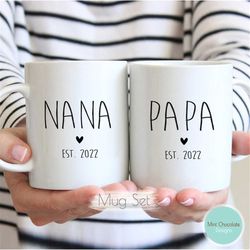 Nana, Papa Mug Set - New Nana Gift, New Papa Gift, Nana and Papa Mug Set, New Baby Announcement, New Grandma Gift, New G