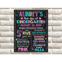 First Day of Kindergarten Chalkboard Sign, First Day of First Grade Sign, First Day of School Sign, Kindergarten Sign, S