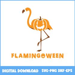 Flamingo Halloween Svg, Flamingo Svg, Flamingo Pumpkin Svg, Pumpkin Svg, Halloween Svg, Png Eps Dxf File