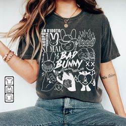 Bad Bunny Doodle Art Shirt, Vintage Un X100to Lyrics Merch Tee Sweatshirt Hoodie, Bad Bunny Tattoo Tour 2023 DA0305DT